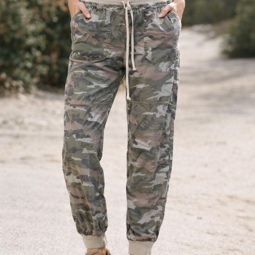 Hard Tail Gray Camo Jogger Pants Women's Size Small Drawstring